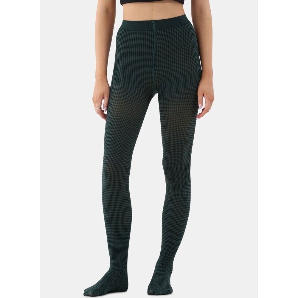No Boundaries Green Checkered Tights Women's Size Large Bundle Lot Of 2 Pair